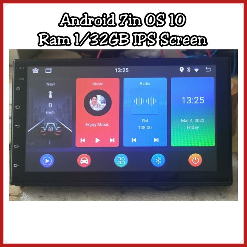 Head Unit Android 7in Eniqma OS 10 Ram 1/32GB IPS Screen