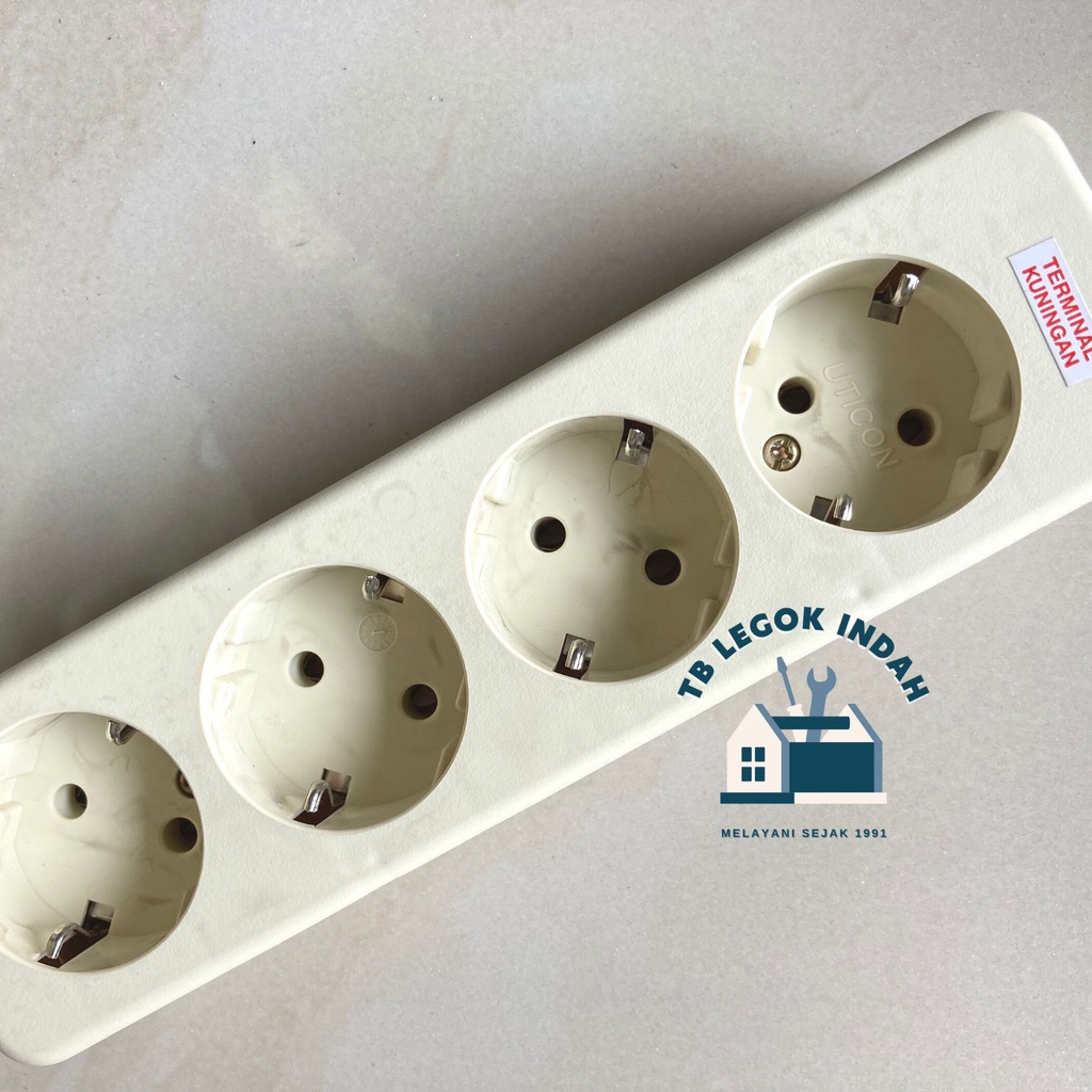 STOP KONTAK TERMINAL LISTRIK  4 LUBANG SNI TERMINAL KUNINGAN / STOP KONTAK TEMPEL TEMBOK SOCKET COLO