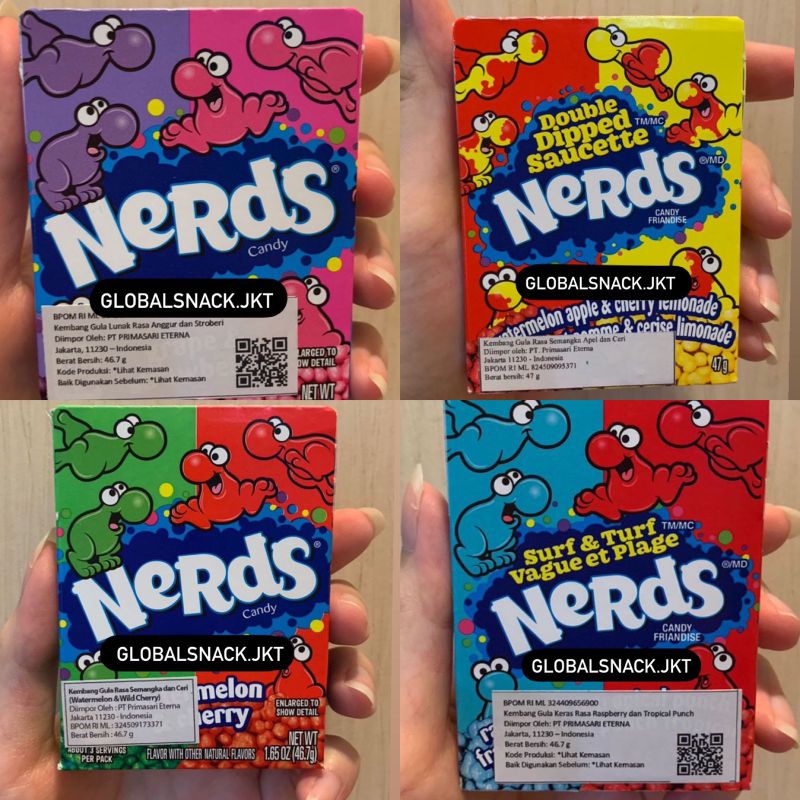 

NERDS SURF&TURF / DOUBLE DIPPED / WATERMELON & WILD CHERRY / GRAPE AND STRAWBERRY - CANDY IMPORT USA