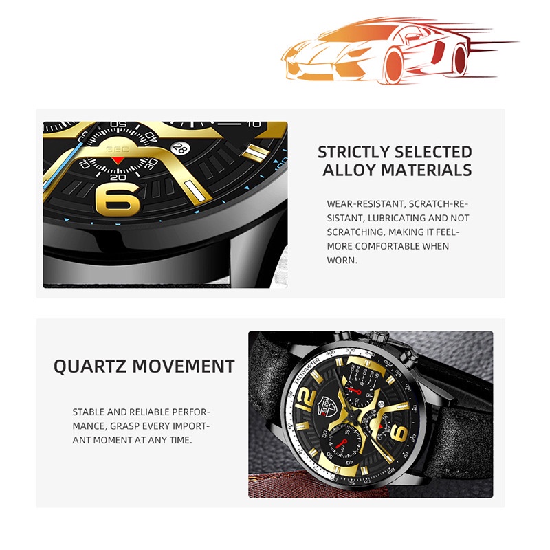 Jam Tangan Pria Business Stainless Steel Quartz Calendar Watches Anti Air Deyros Asli Pria Jam Kuarsa High Quality alloy case (FREE BOX)