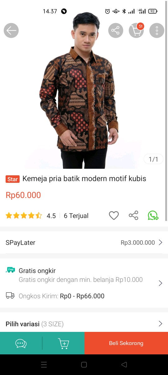 Kemeja Batik Pria Ppbtk07 Modern Lengan Panjang Casual Modis Trendy Masa Kini M L Xl Asli Pekalongan