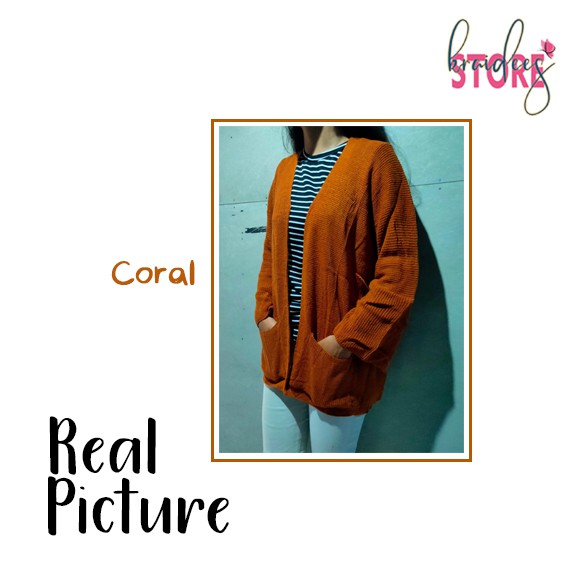 KRS - Abell Cardy / Oversized Cardi Rajut / Lavella Oversize Rajut / Loocy Cardigan Oversize-Coral