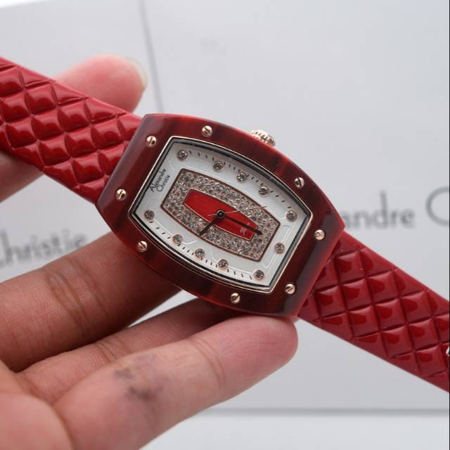 JAM TANGAN ALEXANDRE CHRISTIE AC2727 WANITA LEATHER  MAROON ORIGINAL