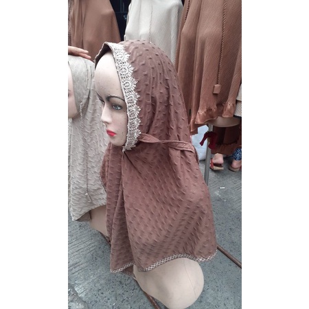 Jilbab Bergo Jersey Strada Nonpet Renda Tali Picot Ukuran L Standar