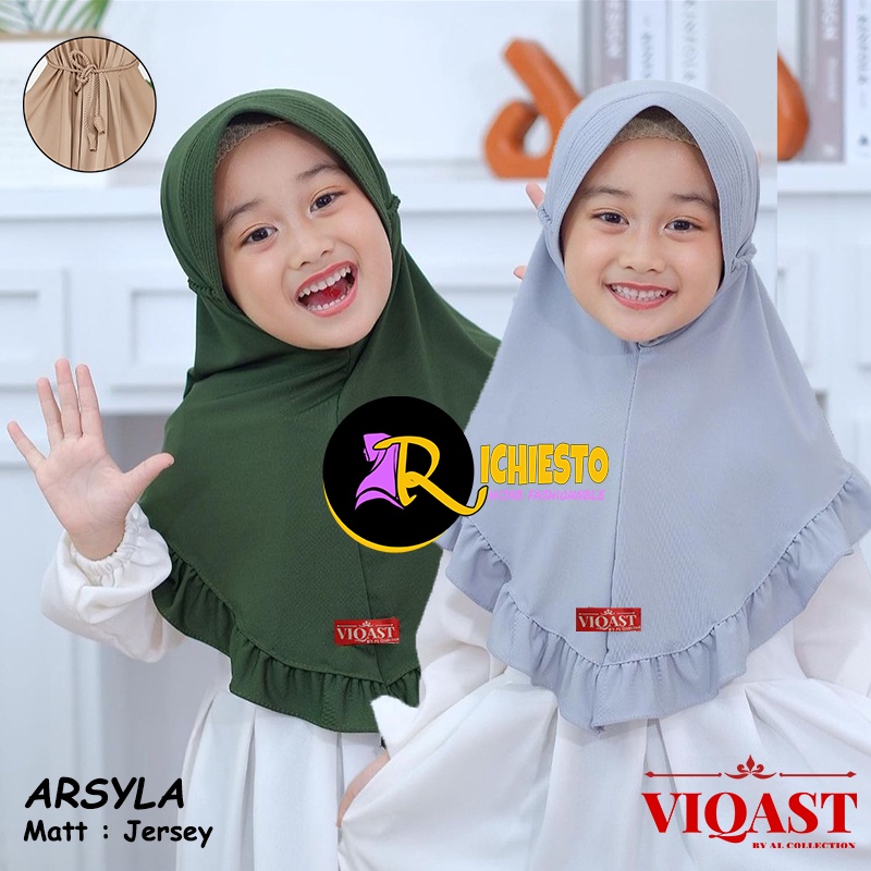 Jilbab Anak Bergo Pet Ropel ARSYLA 3-7 Tahun Tali Kepang Ulir Original Viqast