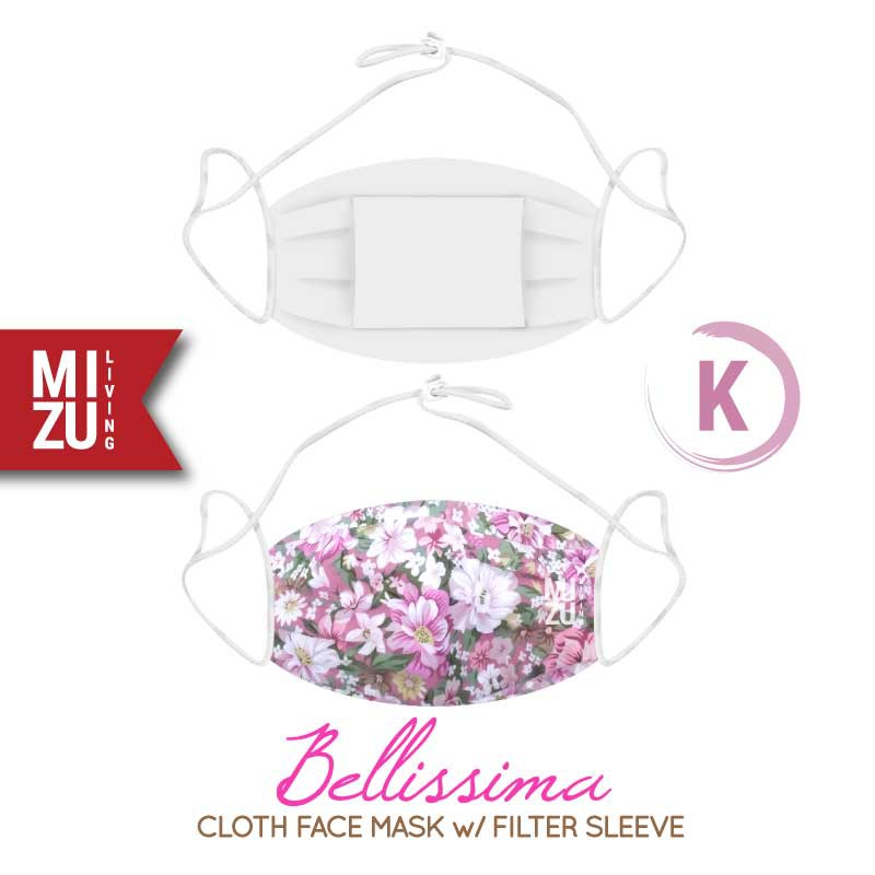 [SALE] MIZU BELLISSIMA Cloth Face Mask Masker Kain Corak Bunga 3Ply Sarung Filter NON-MEDIS REUSABLE-K