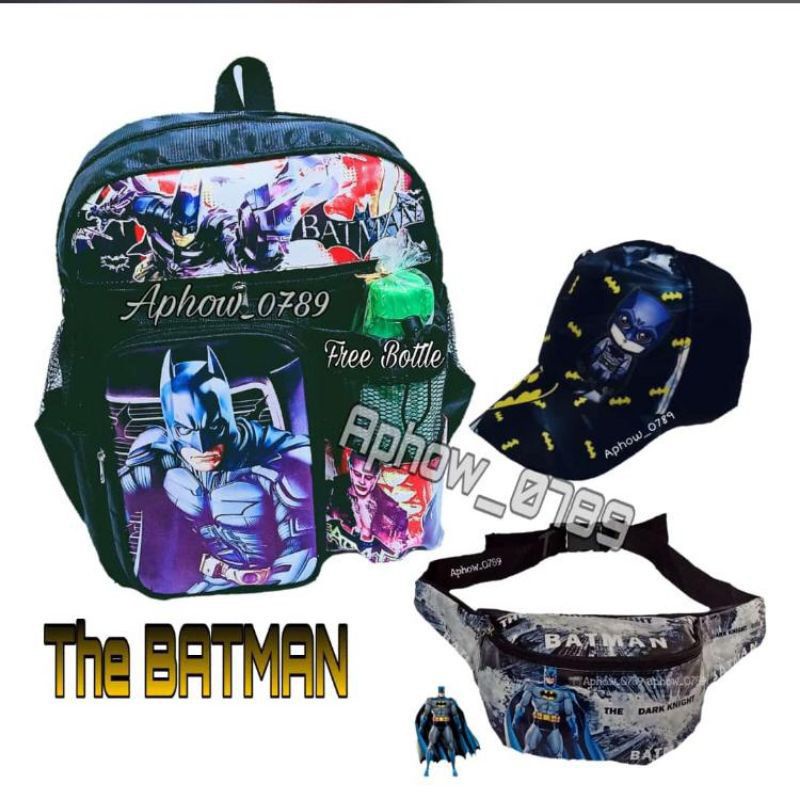Tas anak ransel karakter superhero 3in1 - tas + tas selempang + topi - tas anak