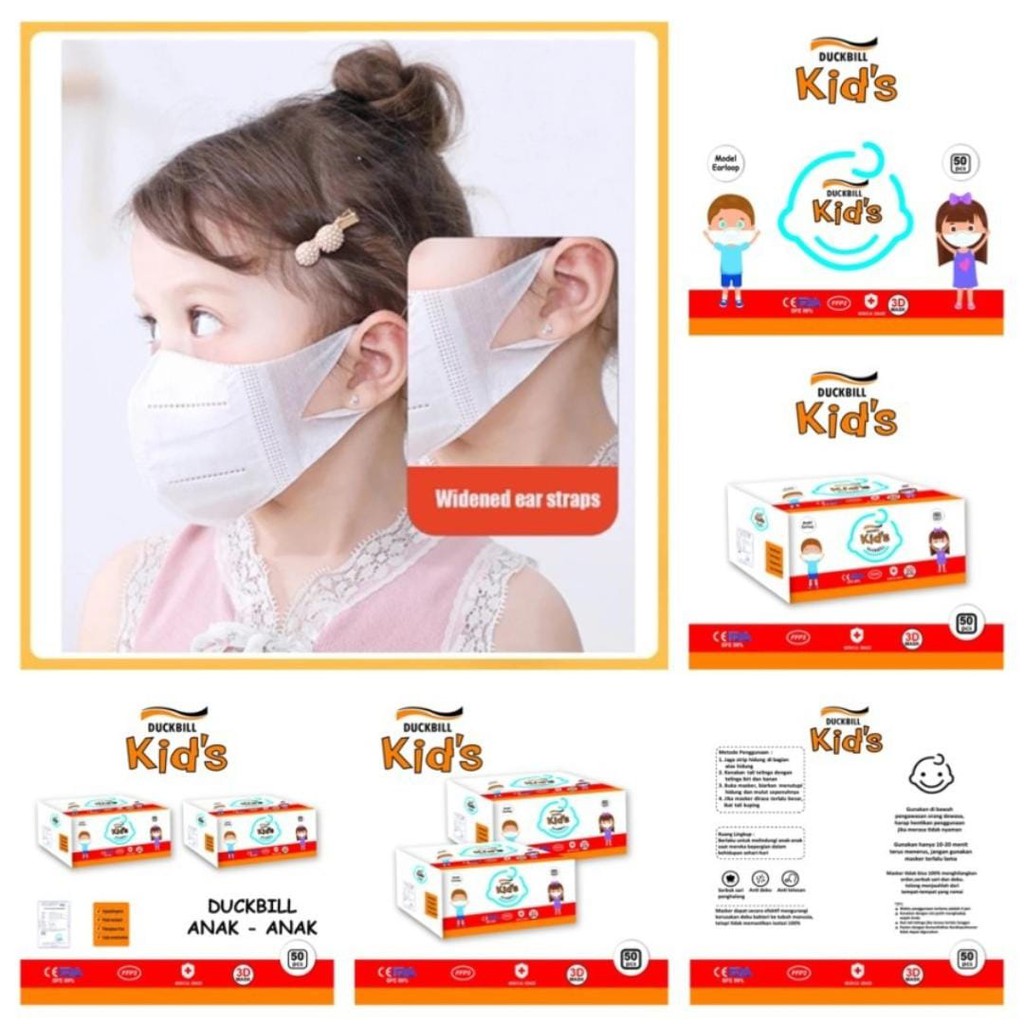 MASKER DUCKBILL ANAK CAREION MASKER ANAK DISPOSABLE MASK MASKER ANAK DUCK BILL POLOS 3D ISI 50