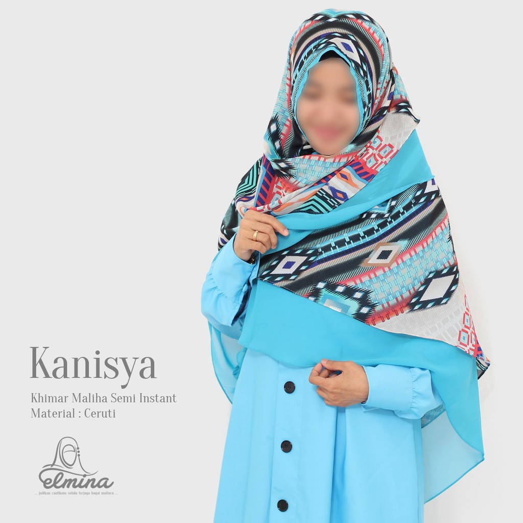 Hijab / Jilbab / Khimar Semi Instant Elmina Maliha Ceruti Motif - Kanisya