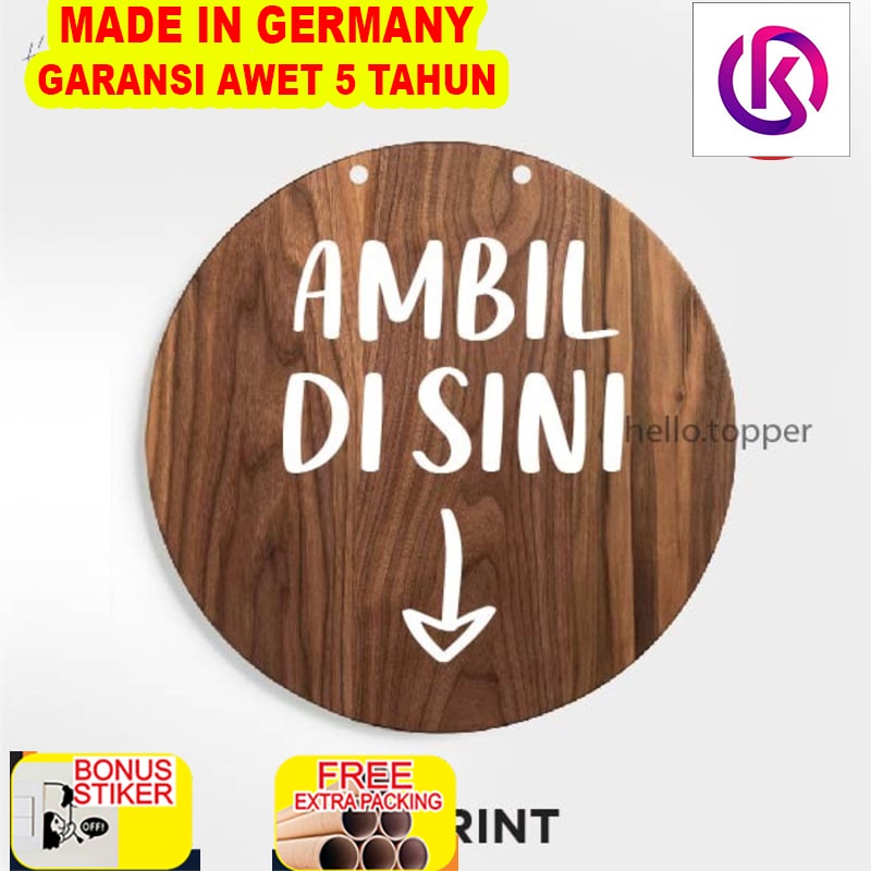 

Promo Sign Kayu Ambil Disini Modern Signage Kayu UV Print - 15cm