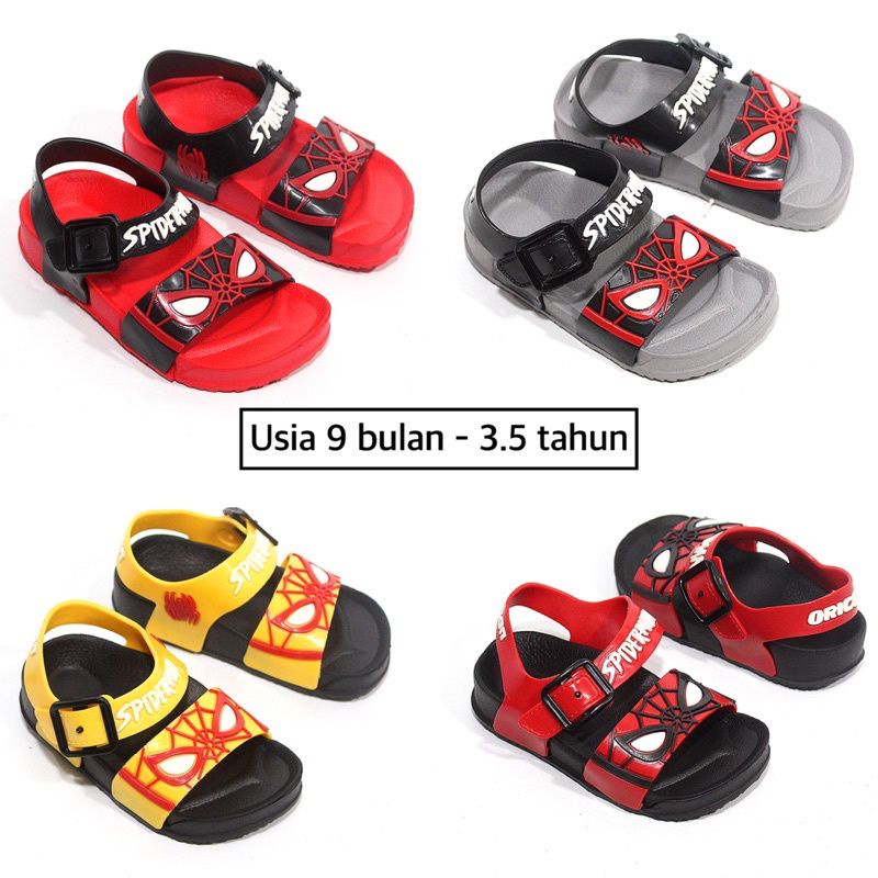 SANDAL ANAK LAKI LAKI KARET KARAKTER SPIDERMAN JELLY IMPORT / SANDAL GUNUNG ANAK LAKI LAKI