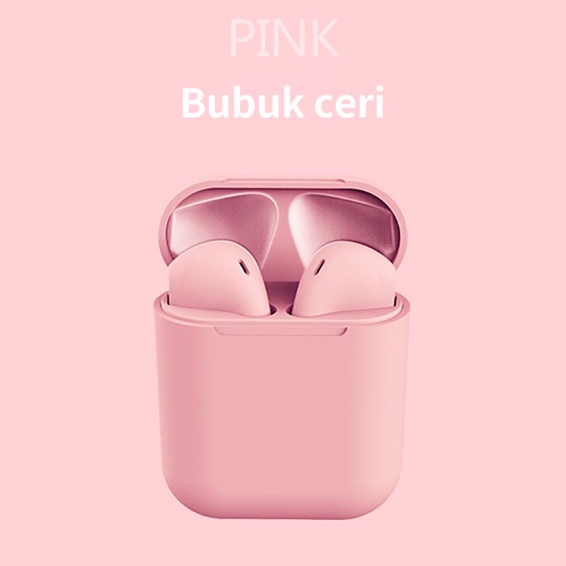 InPods 12 Macaron and Simple color series Earphone TWS bluetooth 5.0 Headset inpods12 i12-Pink