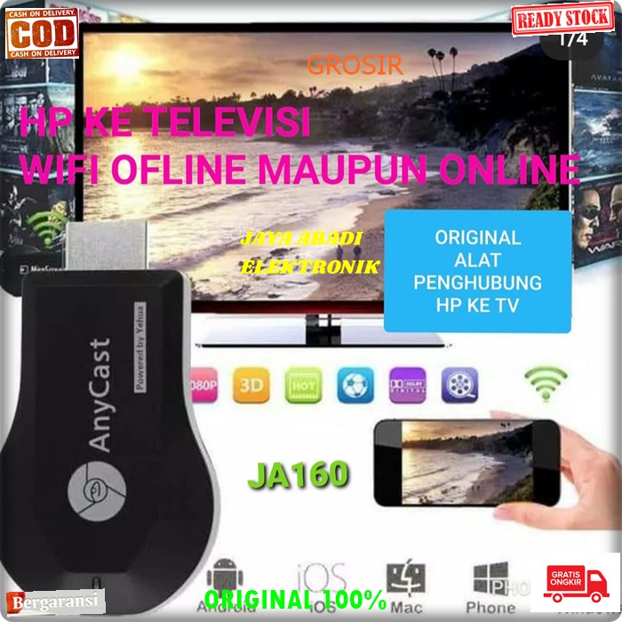 J160 ORI ANYCAST DONGLE HDMI PENGHUBUNG PENYAMBUNG HP KE TELEVISI TV MONITOR WIRELESS OEM ODM ORI