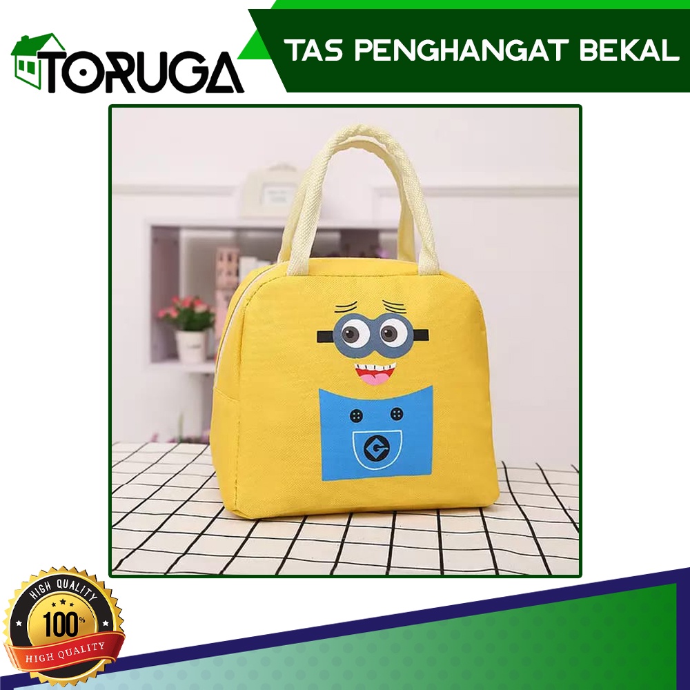 TAS PENGHANGAT BEKAL MAKANAN KOREAN INSULATED LUNCH COOLER BAG BOX MOTIF KARAKTER