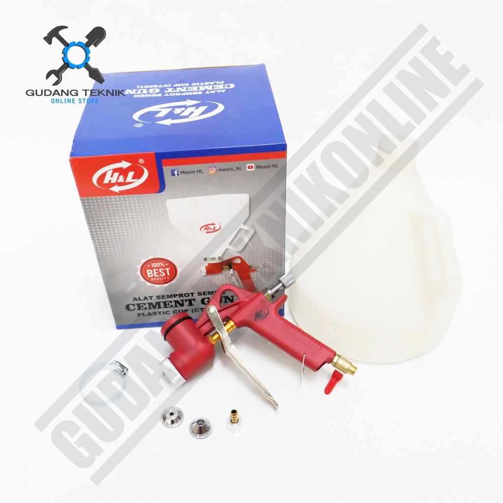 H&amp;L CT80001 TEXTURE CEMENT GUN CT 8001- Spray Gun Tabung plastik Hopper Gun H&amp;L