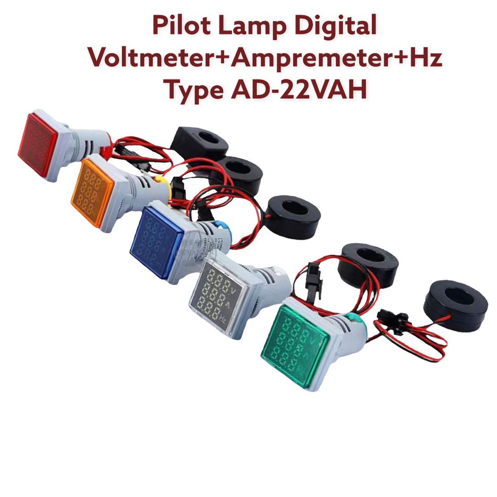 Pilot Lamp Digital Voltmeter+Amperemeter+Hz AD16-22VAH