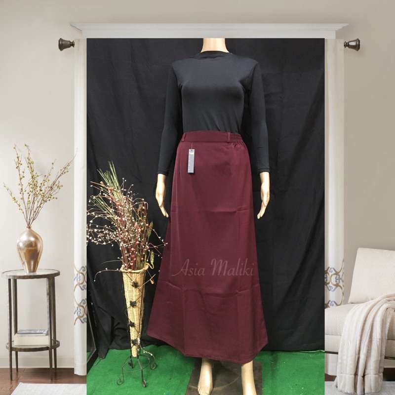 Rok Bahan Merk FIRDAUS Rok KURNIA YS  Rok dasar Rok A (ADA KANTONG DAN PINGGANG KARET)-Merah Hati/Marun