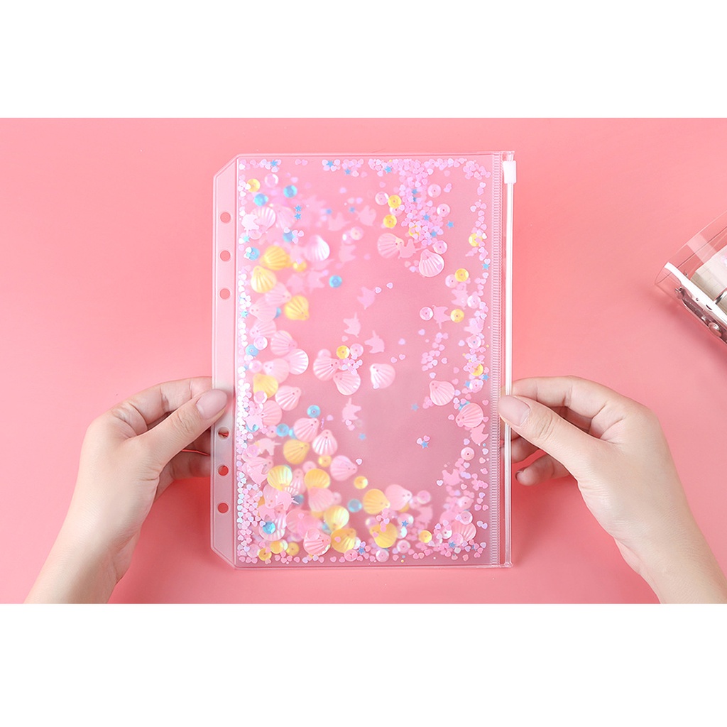 

ZIPPER BAG ZIPPER LOCK BINDER 6 RING GLITTER A5
