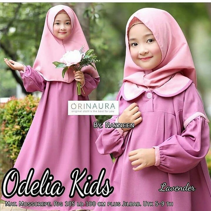 ODELIA SYARI KIDS Gamis Anak 7-8 TAHUN Panjang Trendy Modern Kids Baju Panjang Stelan Syar’i Polos