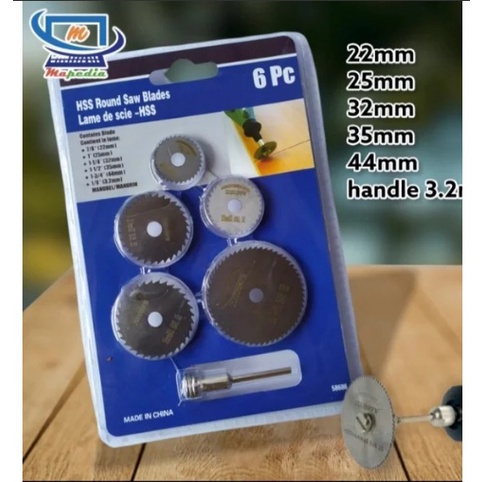 Mata Pisau Mini Grinder Set 6pcs Mata Bor Potong Gergaji Mini Tuner Bit HSS Circular Saw Blade Die G