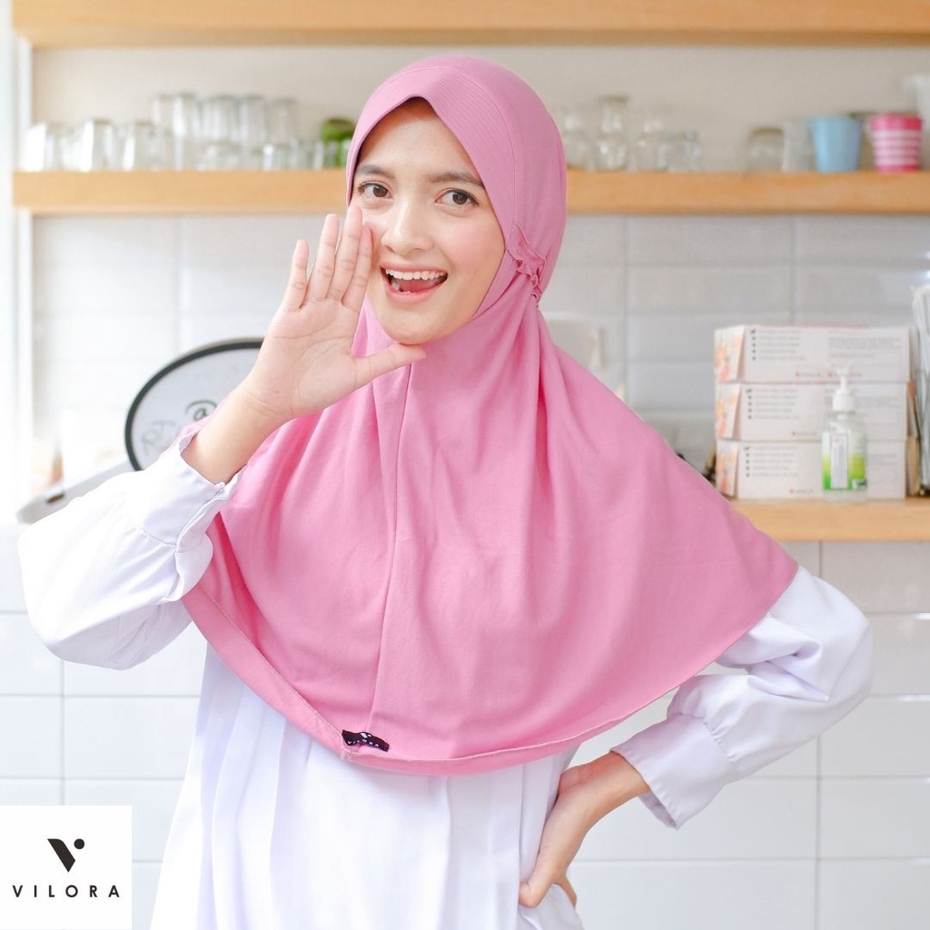 12.12 Flash sale✅ [HIJAB INSTAN ORIGINAL VILORA LOVE ❤ DUSTY PINK] DASTI MERAH MUDA KERUDUNG JILBAB 