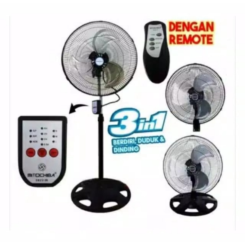 Kipas Angin Mitochiba 1822 J Remote Deks Stand Wall Fan Kipas Mito 1822 JR Kipas Remot Mito 1822 Kipas 1822 SR Industrial Fan Remot