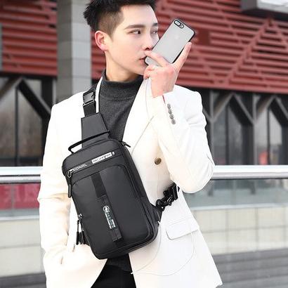 ➻ TAS SELEMPANG USB ANTI AIR TRENT TA130B5 BAHU PRIA WANITA HITAM DADA IMPORT KERJA BRANDED OUTDOOR 