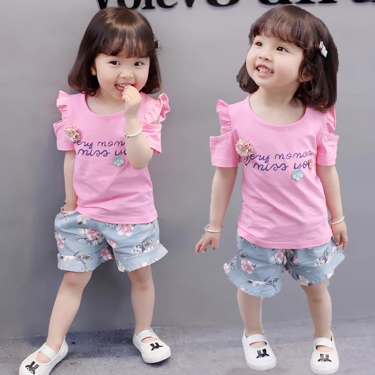 Setelan Baju Anak Perempuan Import | Set Kaos Anak Cewek / Kualitas Premium harga Murah [SG5]