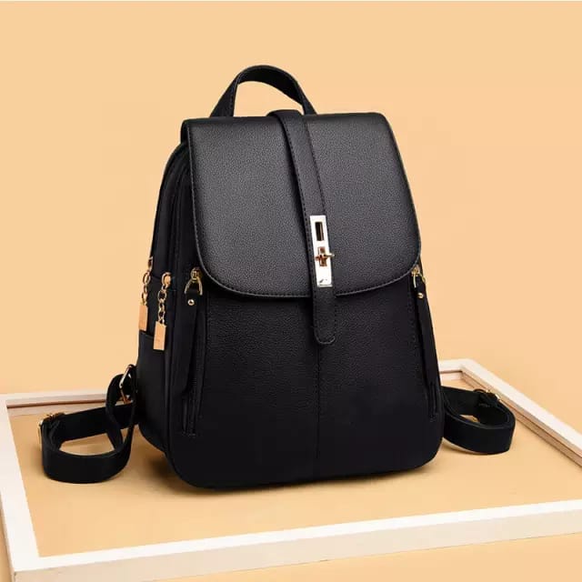 Tas Ransel Wanita - Tas Milea Wanita - Cream, Hitam, Abu, & Pink, Theree braveshop-Tulak Hitam