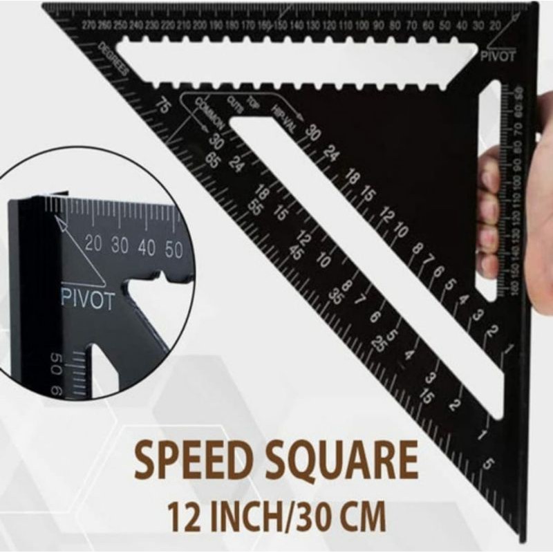 

Speed Square Solid Black 12" Premium / Penggaris Segitiga Bahan Solid