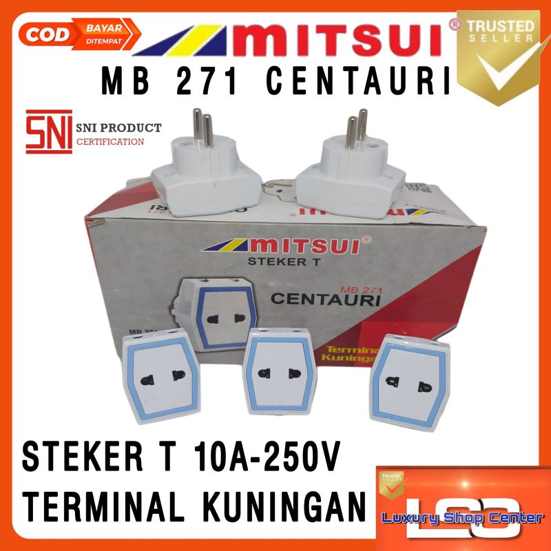 stop Kontak cabang 3 datar centauri steker T Mitsui MB271 SNI