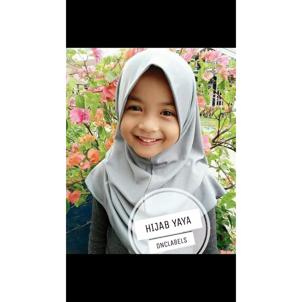 jilbab instan hoodie yaya kids khimar abu grey hijab anak modis