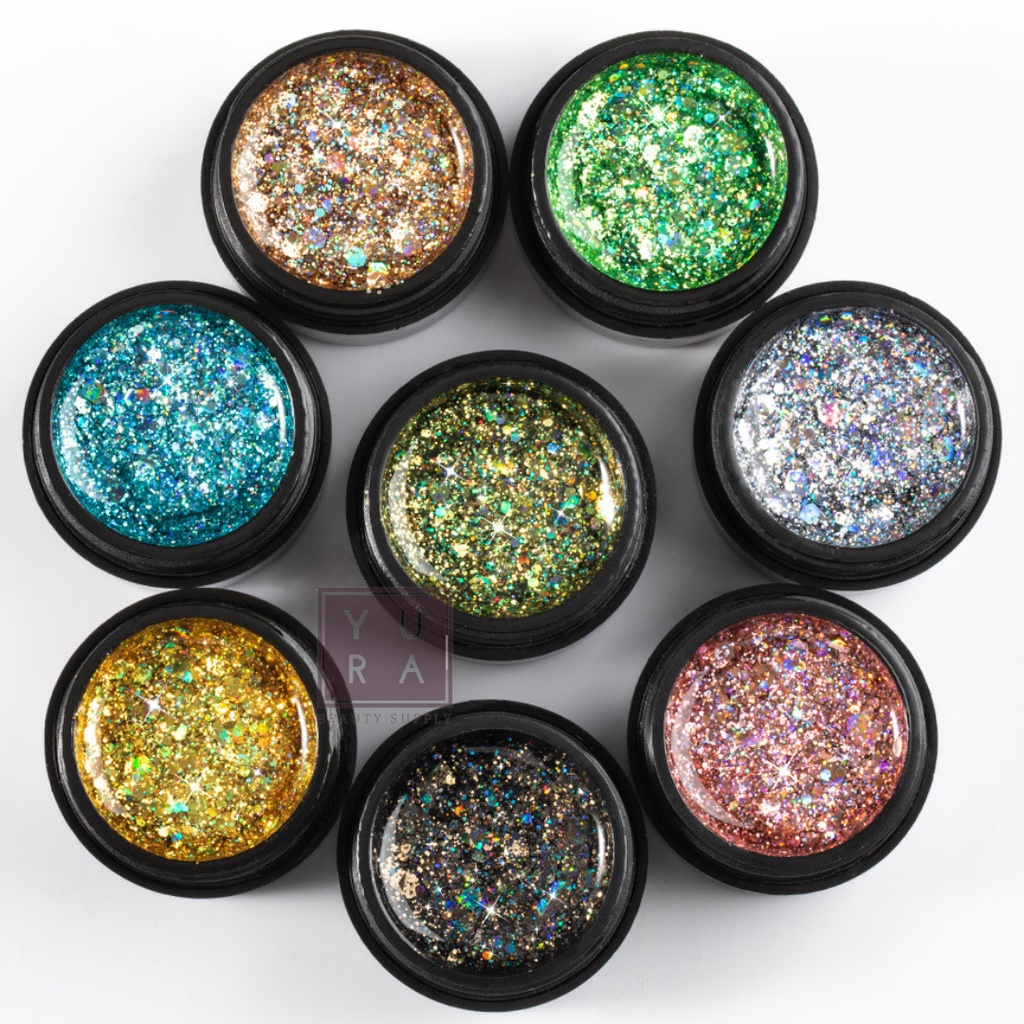 ROSALIND SHINY DIAMOND GEL UV &amp; LED Gel Nail Polish 5ml / kuteks Gel cat kuku glitter painting pot