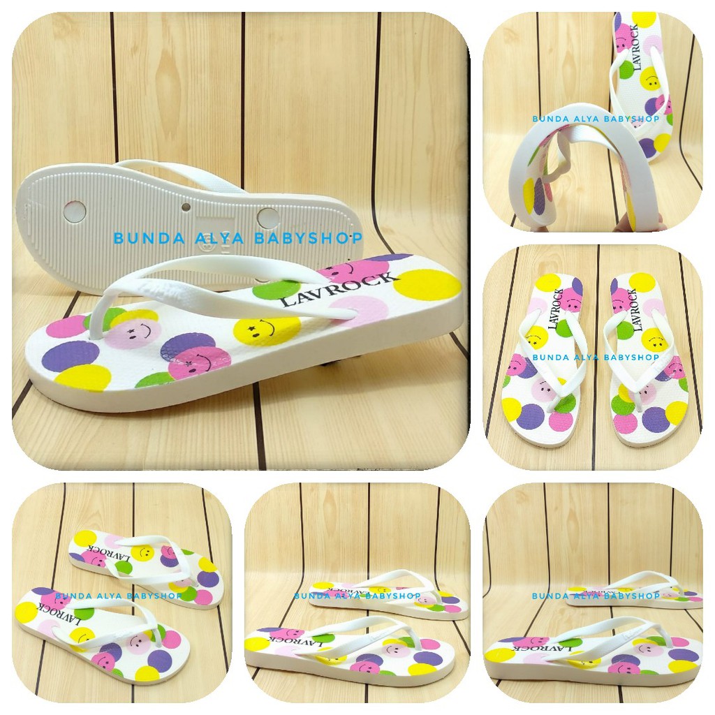 Sendal Jepit Wanita IMPORT Karet PUTIH Size 36 - 40  - Sandal Jepit Cewek Anti Licin SMILE Empuk NYaman Di Kaki