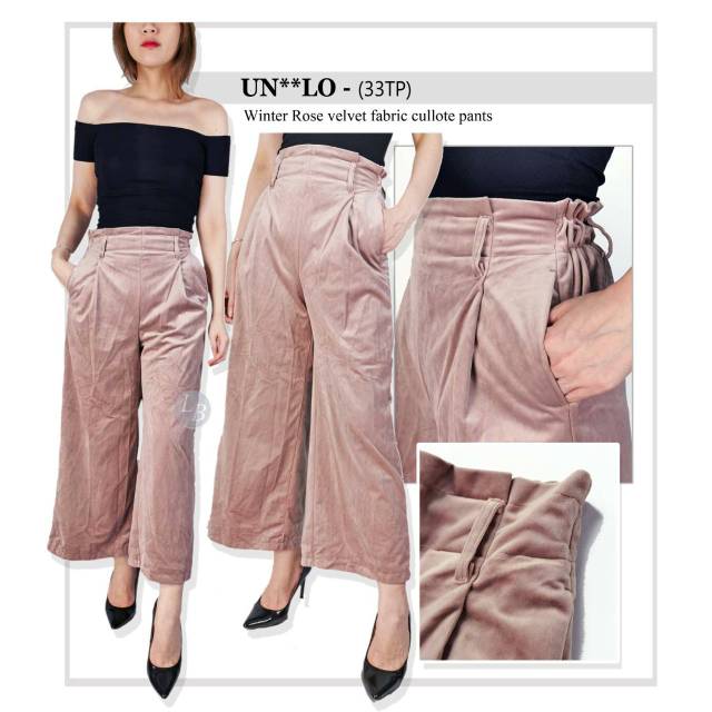 UNIQLO by GU black velvet cullote pants