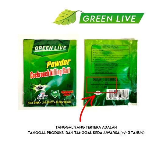 Racun Kecoa GREEN LIVE Bubuk Serbuk Umpan Obat Anti Kecoak Mati Tuntas