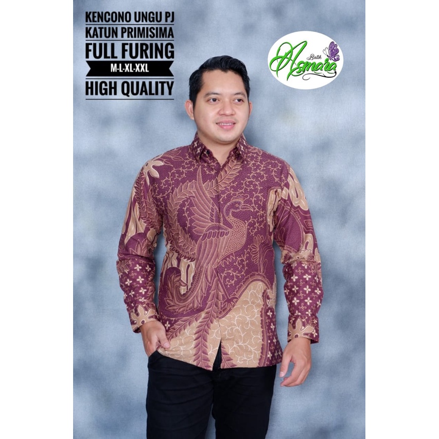 KENCONO UNGU ASMARA BATIKSOLOAMANAH KEMEJA BAJU BATIK PRIA SOLO LENGAN PANJANG PENDEK LAPIS FURING ATASAN BATIK PREMIUM MODERN KATUN HALUS MURAI HITAM GIYANDRA HIJAU  LURI COKLAT  SBY PUTIH  LESMANA SOGAN ARGO BIRU  PRING GADING GIYANDRA BIRU TIRTA KLA