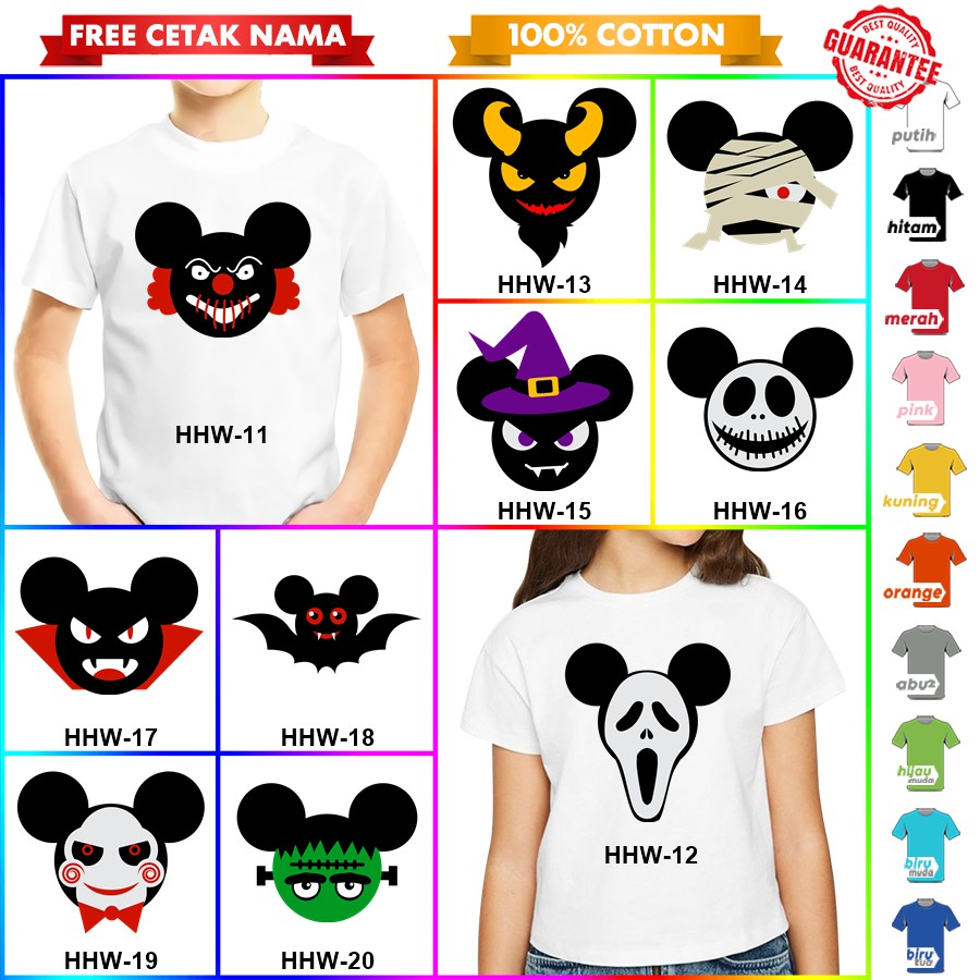 [FREE NAMA] Baju Kaos COUPLE  ANAK DAN DEWASA HALLOWEN  BANYAK MOTIF