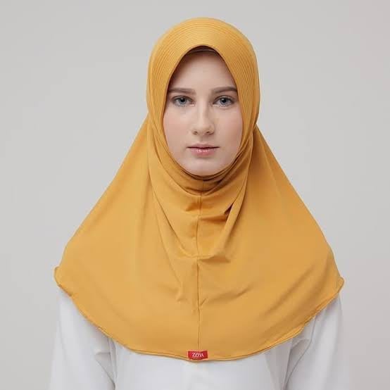 Bergo Zoya Marsha HB Casual Jilbab Sekolah Instan Jilbab Kantor-Mustard