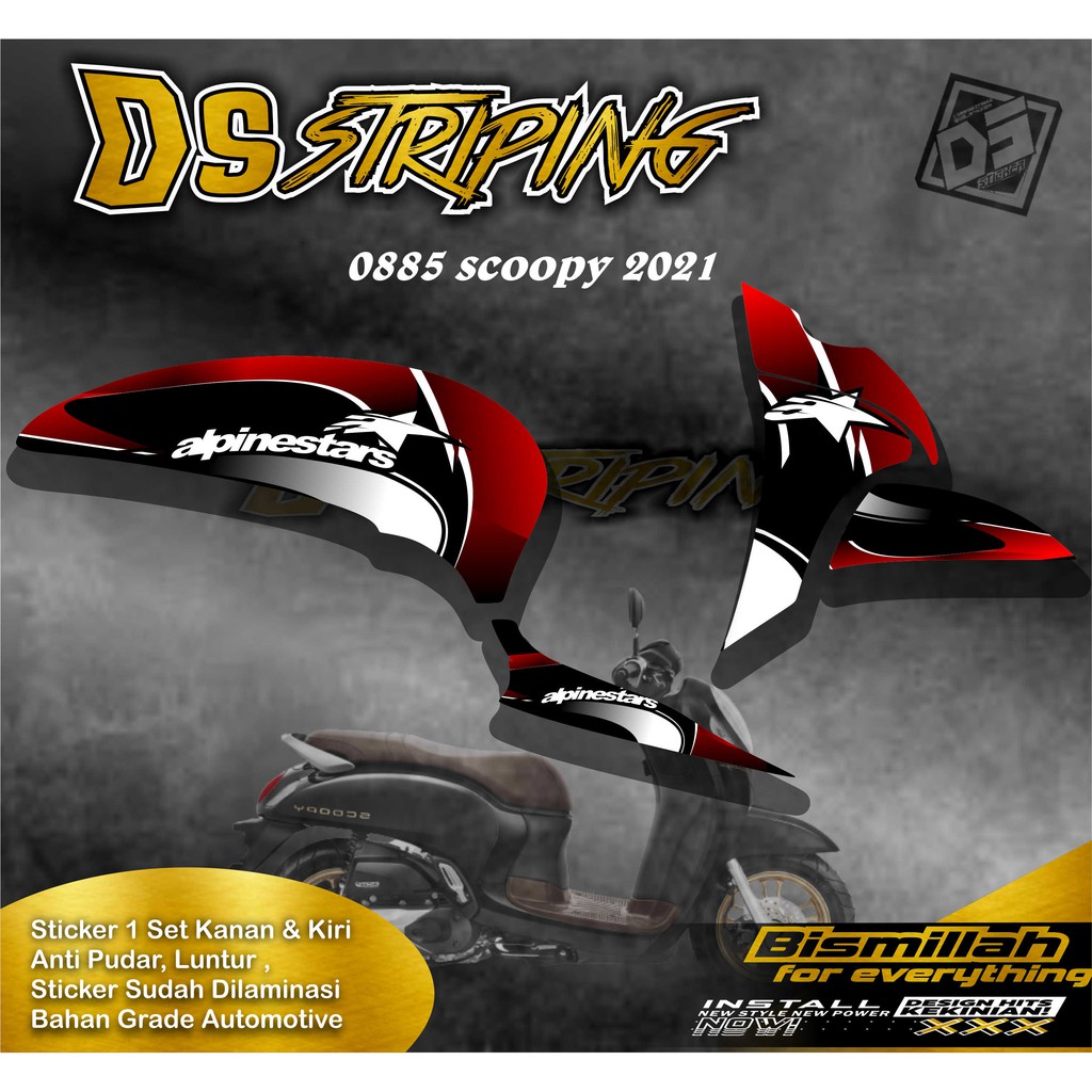 0885 Stiker Striping Scoopy 2021 List Variasi Racing