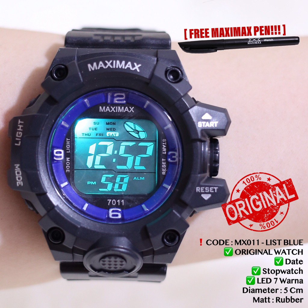 Jam tangan digital pria wanita FREE PUPLEN MAXIMAX model gshock LED watch MX7011