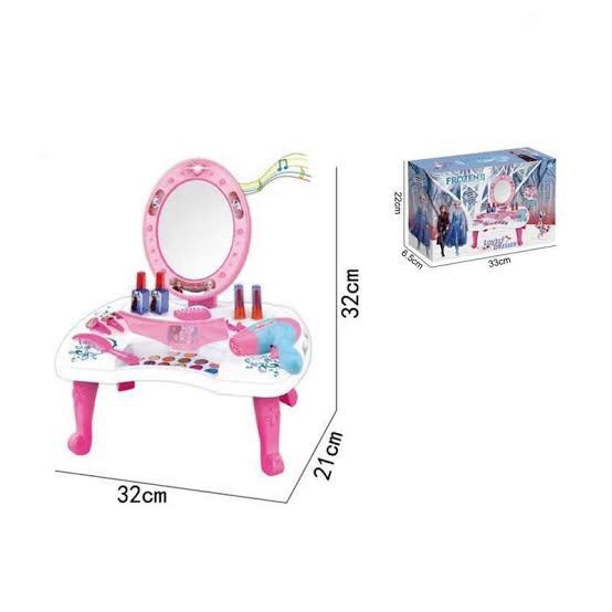 Mainan Dandan Koper Lipat Dresser Table Toys Meja Rias Make Up Frozen Mainan Anak Termurah