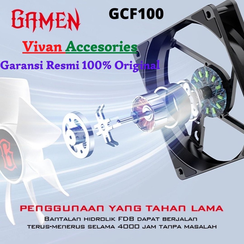 Gamen GCF100 Gaming Case Cooling Fan RGB Casing PC Kipas 12CM Original