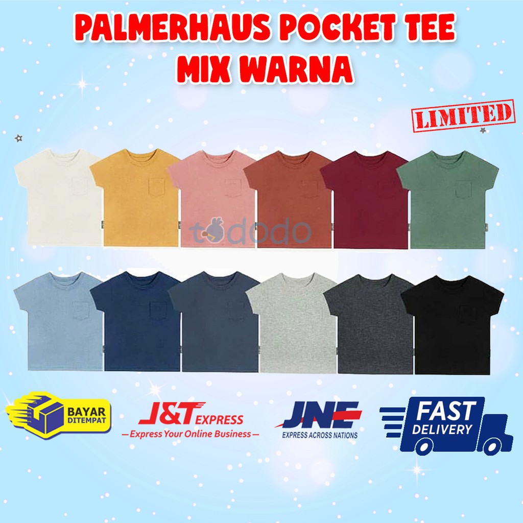 Baju Kaos Bayi Atasan Anak Palmerhaus Pocket Tee Mix Warna 4-6 Tahun