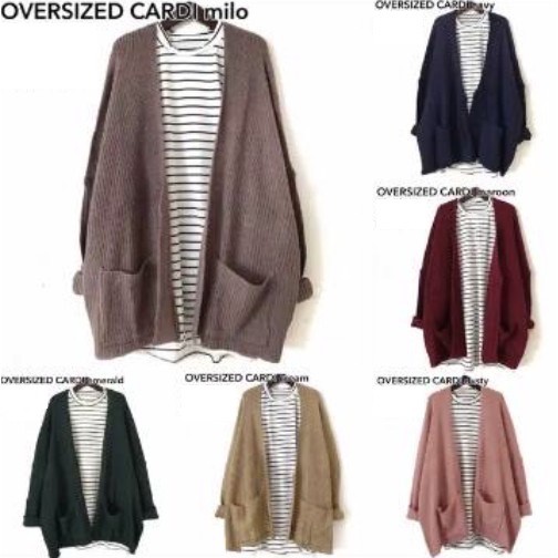 HOPYLOVY SALE Cardigan Rajut Oversize / Kardigan Polos Wanita Bahan Rajut Halus Tebal Berkualitas Lavele