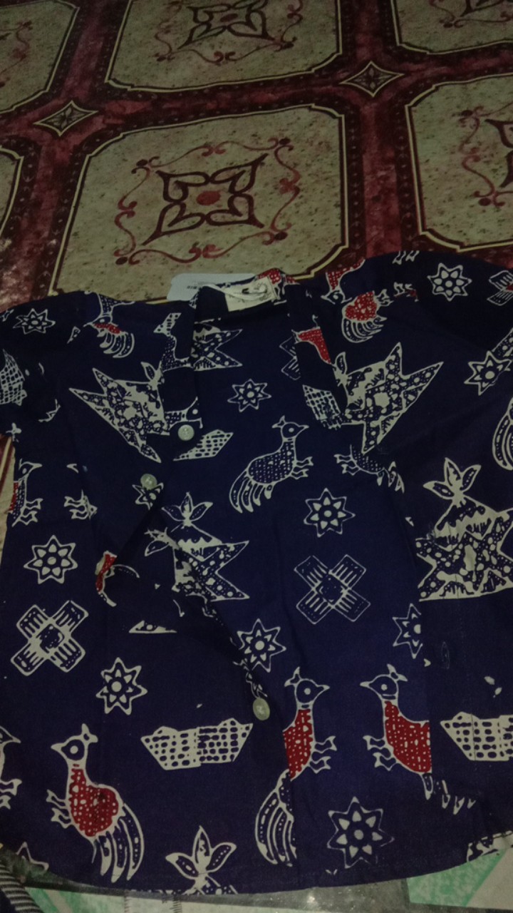 Pop Kidswear   Sagara Batik Shirt - Kerah Koko - Kemeja Batik Anak Cap Ayam