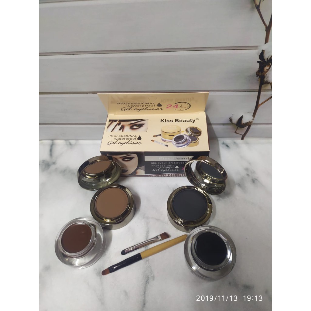 KISS BEAUTY EYEBROW 2 IN 1 Multi Fungsi gel dan Powder coklat &amp; hitam mata Sebelah