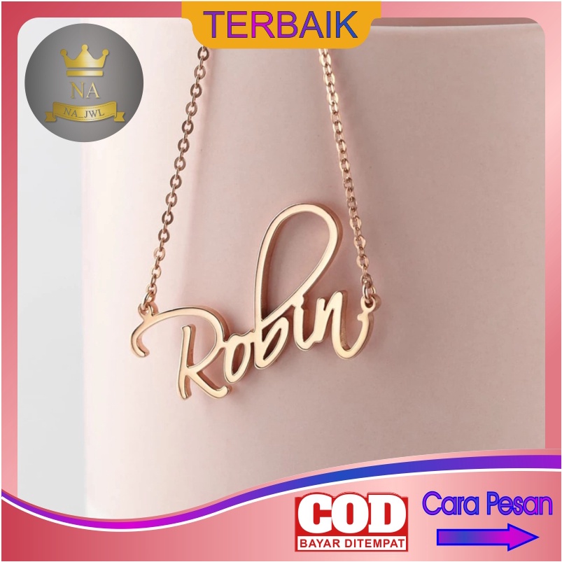 PROMO Kalung nama titanium wanita anti karat necklace custom gold ukir aksesoris fashion korea