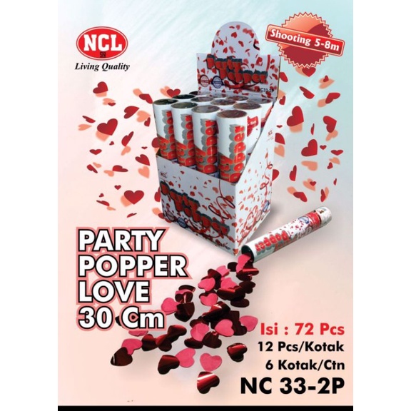

party pooper conffeti ncl 30 cm isi hati merah semua bukan sampah love kilap
