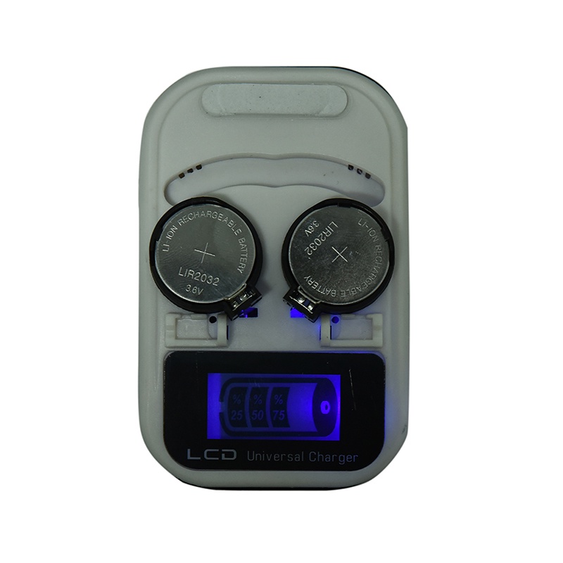 {LUCKID}US Plug 2 Slot LIR2032 LIR2025 LIR2016 Button Coin Cell Battery Charger LCD